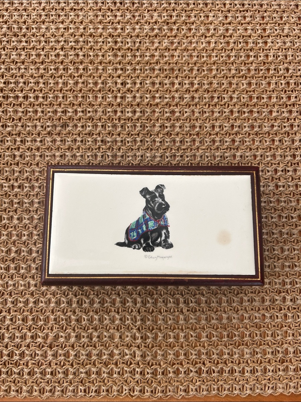 Vintage Edwin Megargee black Scottie Dog trinket box